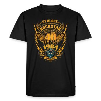 40e anniversaire 1984 Rock and Roll Forever cadeau - T-shirt Premium bio Homme - noir - Devant - Nico (187cm)