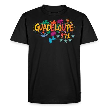 Carte de la Guadeloupe 971 - idee cadeau souvenir - T-shirt Premium bio Homme - noir - Devant - Nico (187cm)