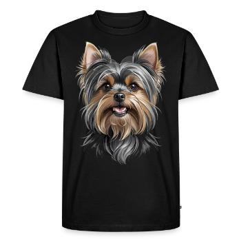 Tête de Yorkshire Terrier - T-shirt Premium bio Homme - noir - Devant - Nico (187cm)