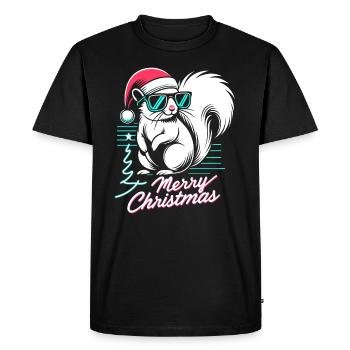 Neon Christmas Squirrel: 90s Style - Men's Premium Organic T-Shirt - black - Front - Nico (187cm)