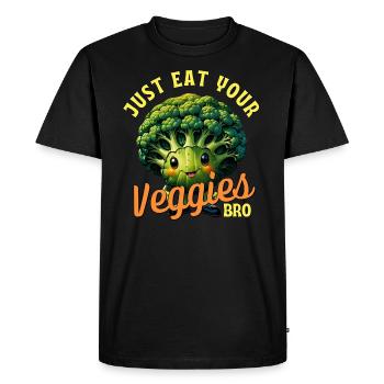 Mangez des légumes mon pote ! - T-shirt Premium bio Homme - noir - Devant - Nico (187cm)