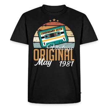 May 1981 Birthday Gift 1981 May - May 1981 - Men's Premium Organic T-Shirt - black - Front - Nico (187cm)