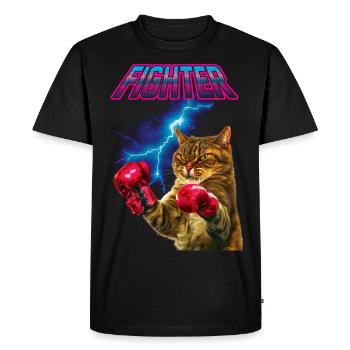 Chat de combat des années 90 - T-shirt Premium bio Homme - noir - Devant - Nico (187cm)