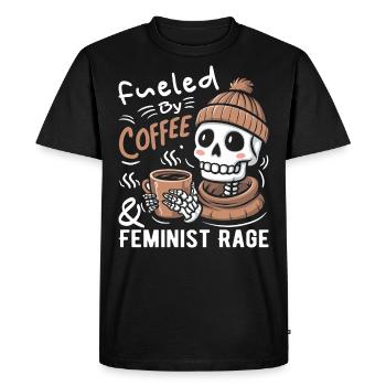 Fueled By Coffee & Feminist Rage Funny Feminism - Men's Premium Organic T-Shirt - black - Front - Nico (187cm)