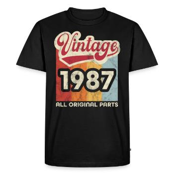 Millésime 1987 - T-shirt Premium bio Homme - noir - Devant - Nico (187cm)
