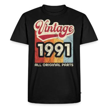 Vintage 1991 - Men's Premium Organic T-Shirt - black - Front - Nico (187cm)