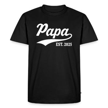 Papa Est. 2025 - Men's Premium Organic T-Shirt - black - Front - Nico (187cm)