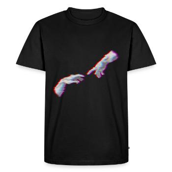 The Creation of Adams Vaporwave Aesthetic Art - Men's Premium Organic T-Shirt - black - Front - Nico (187cm)