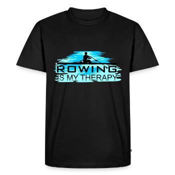 Rowing is my therapy, rowing, rowing - Men's Premium Organic T-Shirt - black - Front - Nico (187cm)