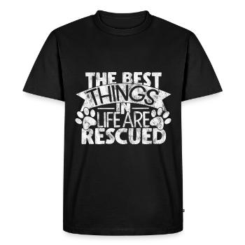 Les meilleures choses de la vie sont sauvées - T-shirt Premium bio Homme - noir - Devant - Nico (187cm)