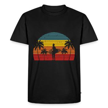 Surf surfer Retro Hawaii Surf surf - T-shirt Premium bio Homme - noir - Devant - Nico (187cm)