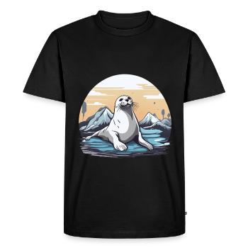 Cute seal sea lion sea animal ocean - Men's Premium Organic T-Shirt - black - Front - Nico (187cm)