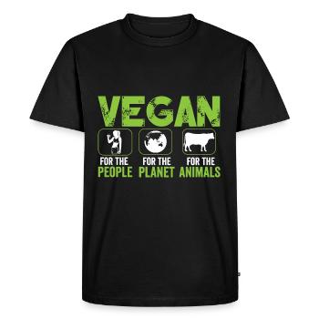 Vegan for People for Planet for Animals - T-shirt Premium bio Homme - noir - Devant - Nico (187cm)