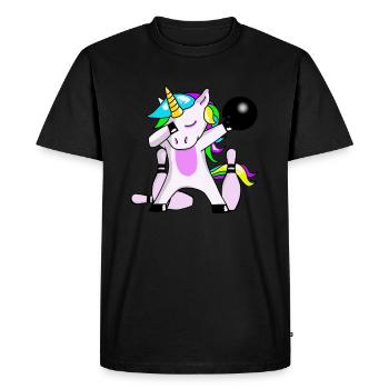 Bowling Unicorn Dabbing Einhorn cône - T-shirt Premium bio Homme - noir - Devant - Nico (187cm)