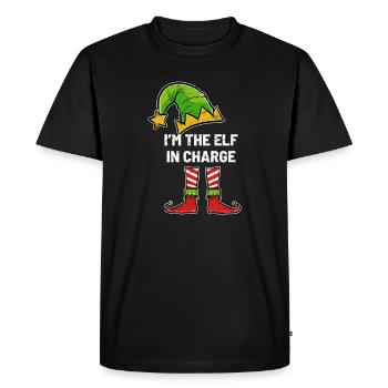 Noël en service Elf - T-shirt Premium bio Homme - noir - Devant - Nico (187cm)