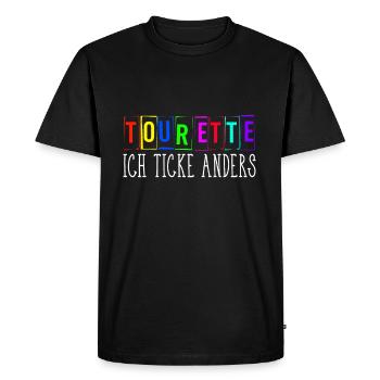 tourette ich ticke anders - Männer Premium Bio T-Shirt - Schwarz - Vorne - Nico (187cm)