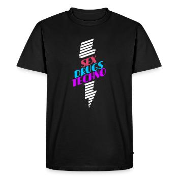 sexe drogues techno - T-shirt Premium bio Homme - noir - Devant - Nico (187cm)