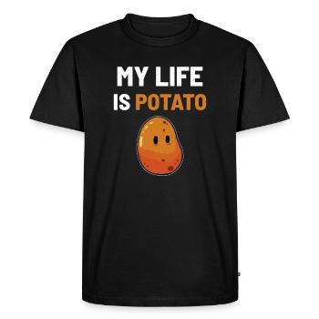 Pommes de terre végétalien végétarien - T-shirt Premium bio Homme - noir - Devant - Nico (187cm)