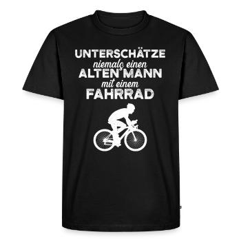 Unterschätze niemals alten Mann auf einem Fahrrad - Männer Premium Bio T-Shirt - Schwarz - Vorne - Nico (187cm)