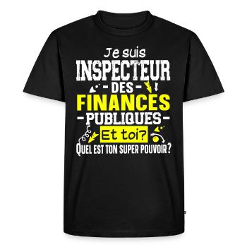 Inspecteur Finances Publiques Impôts Métier - T-shirt Premium bio Homme - noir - Devant - Nico (187cm)