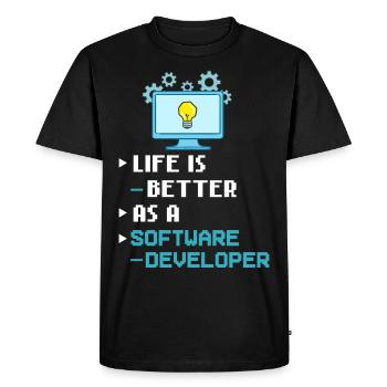 Développeur de logiciels de développement de logiciels - T-shirt Premium bio Homme - noir - Devant - Nico (187cm)