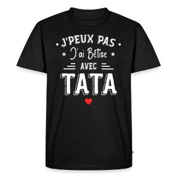 J'ai Bêtise Avec Tata - T-shirt Premium bio Homme - noir - Devant - Nico (187cm)