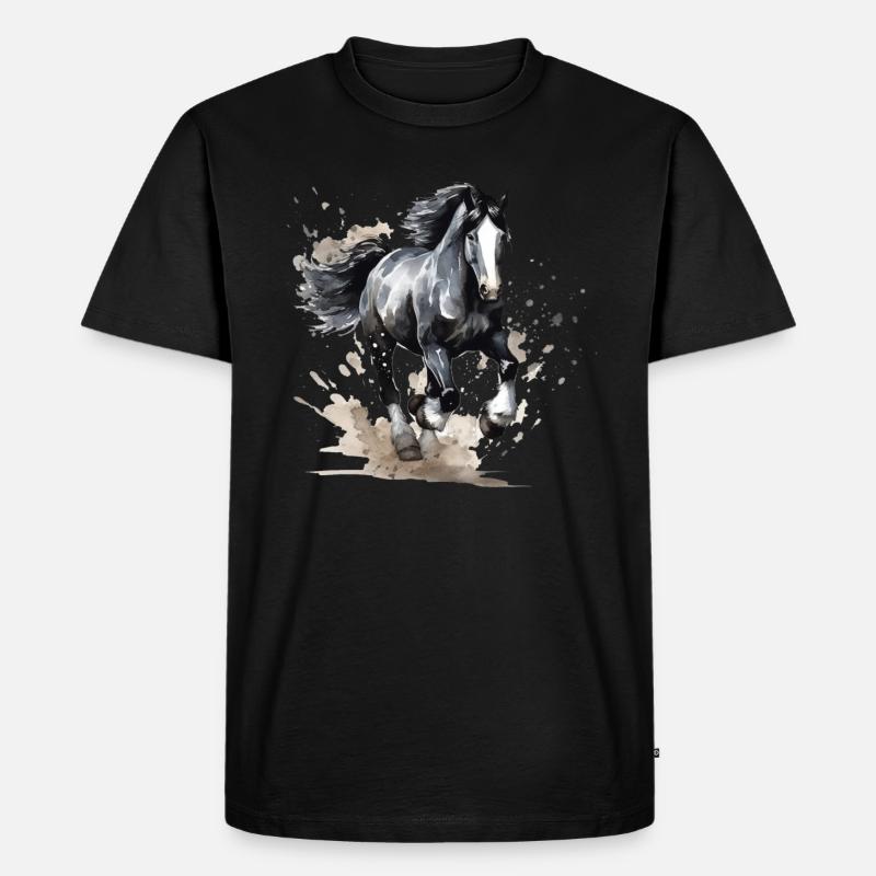 Wildes Pferd - Männer Premium Bio T-Shirt - Schwarz