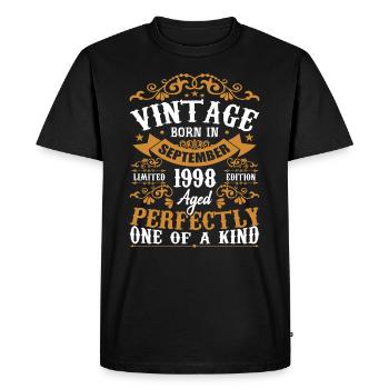 Septembre 1998 Cadeau Anniversaire 1998 Septembre - T-shirt Premium bio Homme - noir - Devant - Nico (187cm)