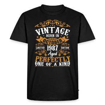 October 1987 Birthday Gift 1987 October - Men's Premium Organic T-Shirt - black - Front - Nico (187cm)
