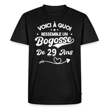 Bogosse 29 ans Cadeau Humour Anniversaire 29 ans - T-shirt Premium bio Homme - noir - Devant - Nico (187cm)