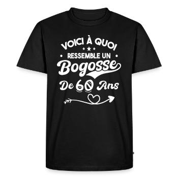 Bogosse 60 ans Cadeau Humour Anniversaire 60 ans - T-shirt Premium bio Homme - noir - Devant - Nico (187cm)