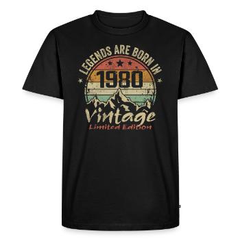 Les Légendes Sont Nées En 1980 - 1980 - T-shirt Premium bio Homme - noir - Devant - Nico (187cm)