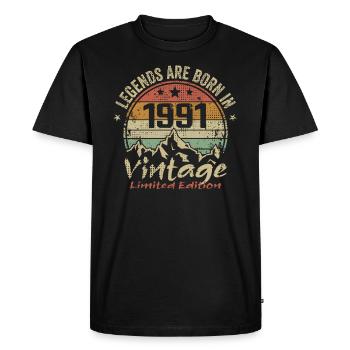 The legends were born in 1991 - 1991 - Men's Premium Organic T-Shirt - black - Front - Nico (187cm)