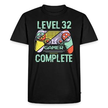 Niveau 32 complète 32 Ans Gamer Level 32 Complete - T-shirt Premium bio Homme - noir - Devant - Nico (187cm)