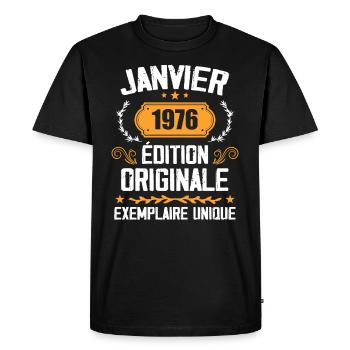 Anniversaire Cadeau Millésime Janvier 1976 - 1976 - T-shirt Premium bio Homme - noir - Devant - Nico (187cm)