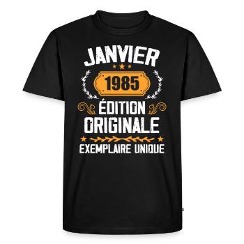 Anniversary Vintage Gift January 1985 - 1985 - Men's Premium Organic T-Shirt - black - Front - Nico (187cm)
