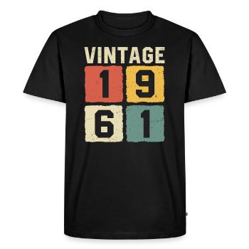 Vintage 1961 retro t-shirt 1961 - Men's Premium Organic T-Shirt - black - Front - Nico (187cm)