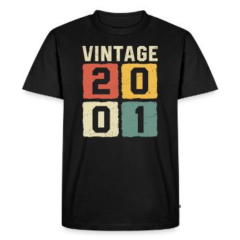 Vintage 2001 Born 2001 - Men's Premium Organic T-Shirt - black - Front - Nico (187cm)
