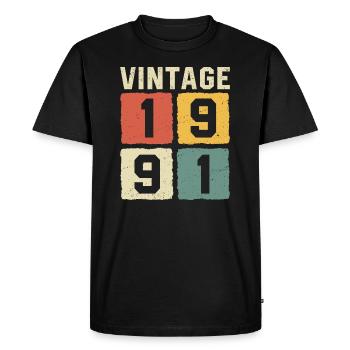 Vintage 1991 Born 1991 - Men's Premium Organic T-Shirt - black - Front - Nico (187cm)