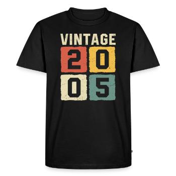 Millésime 2005 Né en 2005 - T-shirt Premium bio Homme - noir - Devant - Nico (187cm)