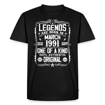 March 1991 Vintage 33 Year Anniversary Gift - Men's Premium Organic T-Shirt - black - Front - Nico (187cm)