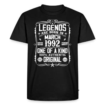 March 1992 Vintage 32 Year Anniversary Gift - Men's Premium Organic T-Shirt - black - Front - Nico (187cm)