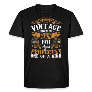 Mai 1971 Anniversaire May 1971 Cadeau Mai 1971 - T-shirt Premium bio Homme - noir - Devant - Nico (187cm)