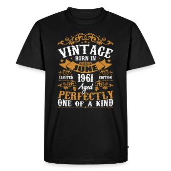 Cadeau juin 1961 anniversaire Juin 1961 juin 1961 - T-shirt Premium bio Homme - noir - Devant - Nico (187cm)