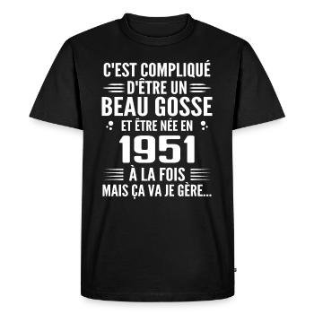Forever Handsome 1951 Birthday Gift 1951 - Men's Premium Organic T-Shirt - black - Front - Nico (187cm)
