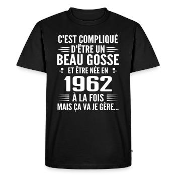 Forever Handsome 1962 Birthday Gift 1962 - Men's Premium Organic T-Shirt - black - Front - Nico (187cm)