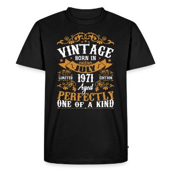 Né en juillet 1971 Cadeau Anniversair juillet 1971 - T-shirt Premium bio Homme - noir - Devant - Nico (187cm)