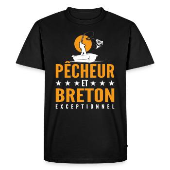 Pêcheur et Breton Exceptionnel - Cadeau Pêcheur - T-shirt Premium bio Homme - noir - Devant - Nico (187cm)