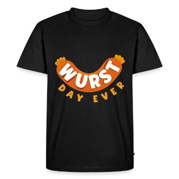 German Germany German Flag Wurst Day Ever Pun - Men's Premium Organic T-Shirt - black - Front - Nico (187cm)