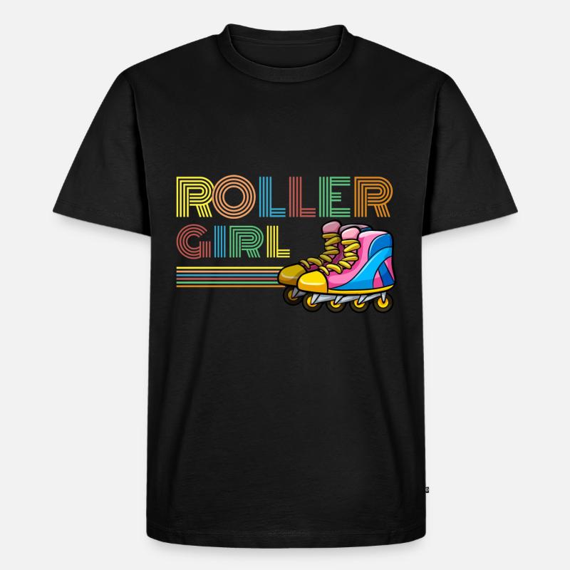 Retro Inline Skater Mädchen Rollschuh - Männer Premium Bio T-Shirt - Schwarz